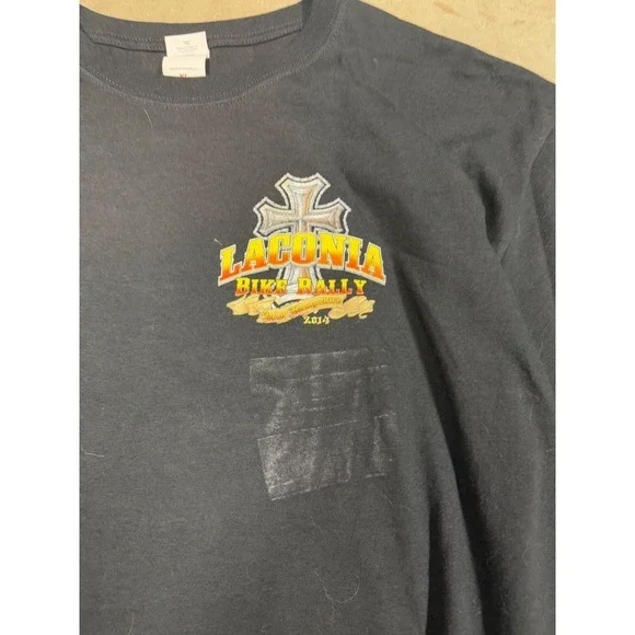 Anvil Laconia Bike Rally 2014 Motorcycle Graphic T Shirt XL Black - Picture 2 of 4